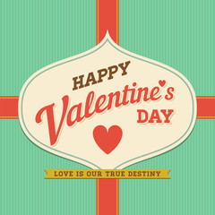 Happy Valentine's Day Hand Lettering Typographical Raster Background in Vintage Retro Old Style Label