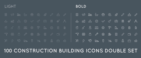 Set of Thin and Bold Raster Construction Building Icons Home and Repair can be used as Logo or Icon in premium quality
