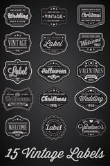 Raster Set of Vintage Retro Styled Premium Design Labels