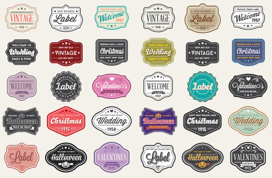 Fototapeta Raster Set of Vintage Retro Styled Premium Design Labels