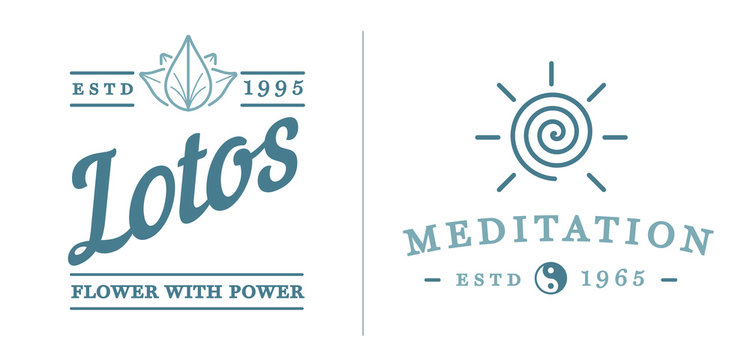 Set of Raster Yoga Zen Sport Elements and Fitness Healthy Illustration can be used as Logo or Icon in premium quality