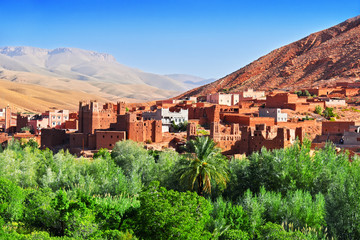 Old berber architecture near the city of Tamellalt, Morocco - obrazy, fototapety, plakaty