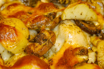 baked in the oven potatoes, cauliflower, mushrooms