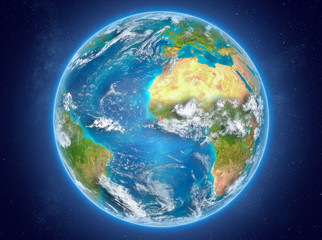 Sierra Leone on planet Earth in space