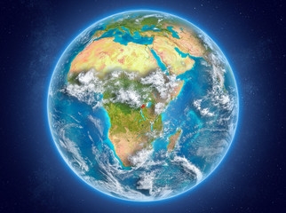 Rwanda on planet Earth in space