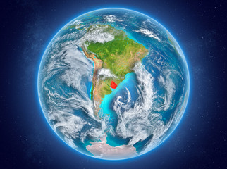 Uruguay on planet Earth in space