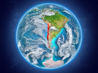 Chile on planet Earth in space