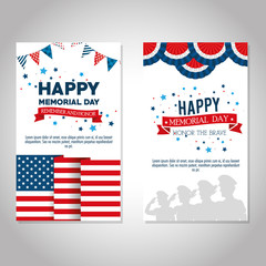 happy memorial day celebration set flyers vector illustration design