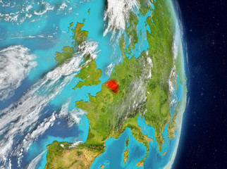 Orbit view of Belgium in red