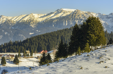 Winter alpine scenery in Fundata, Brasov, Romania