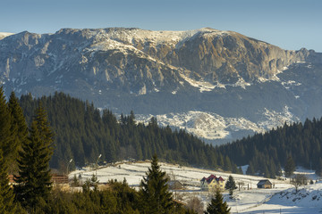 Winter alpine scenery in Fundata, Brasov, Romania
