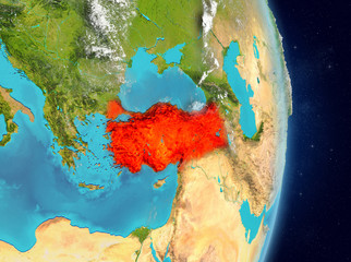 Orbit view of Turkey in red