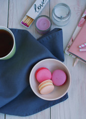 Multicolored cookies macaroons on the table