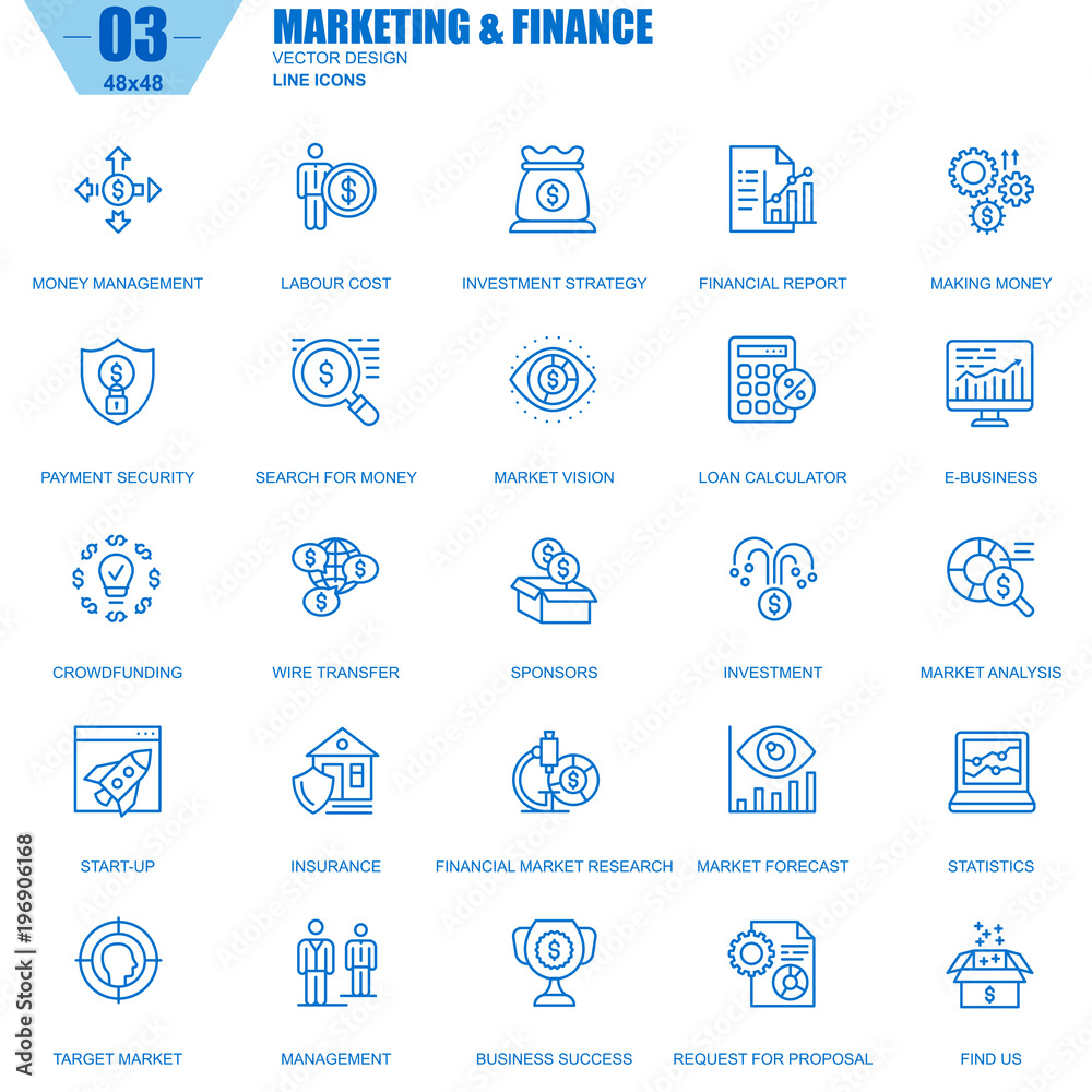 Poster thin line marketing and finance icons set for website and mobile site and apps. contains such icons 