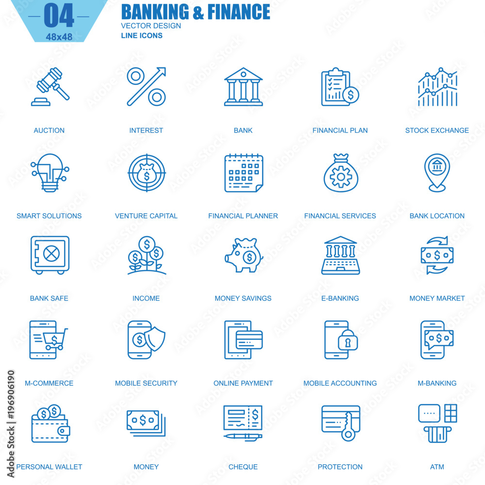 Fototapete thin line banking and finance icons set for website and mobile site and apps. contains such icons as