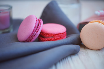 Multicolored cookies macaroons on the table