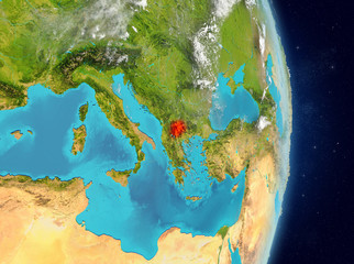 Orbit view of Macedonia in red