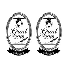 Graduation emblem, badge design templates