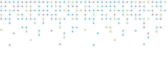 Seamless horizontal pattern from connected circles for site header background. Technological concept background with modern colored integrated metaballs for your web-site. Vector illustration