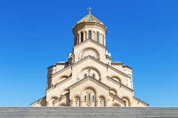 Fototapeta na wymiar Holy Trinity Cathedral in Tbilisi close-up