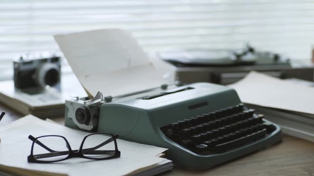 Retro writer desk with typewriter