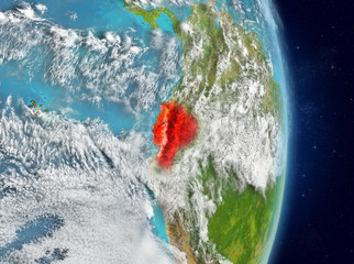 Orbit view of Ecuador in red