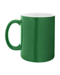 Green classic blank empty cup mug isolated white