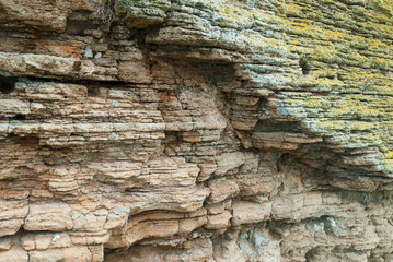 details of geological formation of limestone layers 