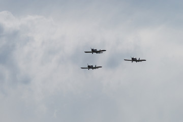 Three Airplanes flying on airshow, Performance, Skill and Teamwork