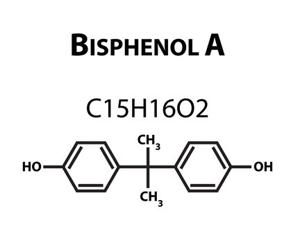 Bisphenol A. Chemical formula. Infographics. Vector illustration on isolated background.