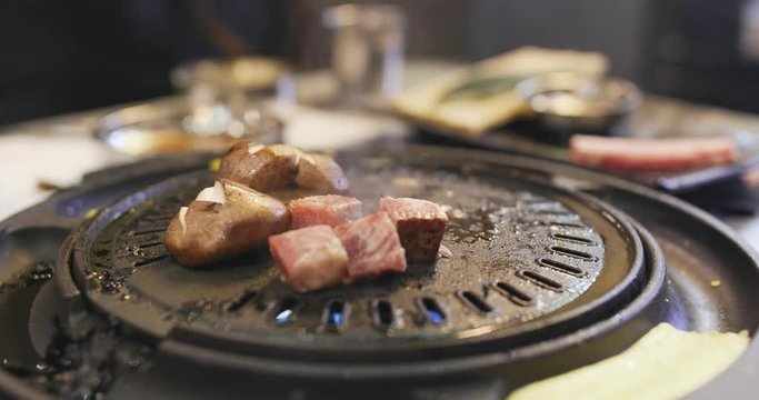 Roasted korean meat in restaurant