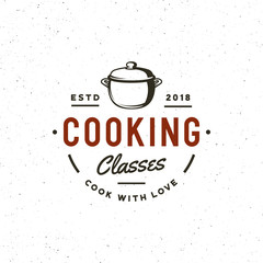 vintage cooking classes logo. retro styled culinary school emblem. vector illustration