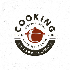 vintage cooking classes logo. retro styled culinary school emblem. vector illustration