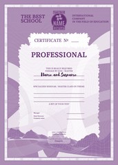 Fototapeta na wymiar purple certificate for education complex texture