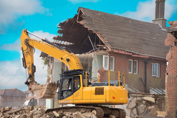 Demolition - Deconstruction - Construction site - Building site- Site Preparation. Old Army Barracks, Lewes Road, Brighton, UK