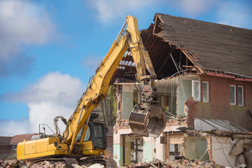 Demolition - Deconstruction - Construction site - Building site- Site Preparation. Old Army...