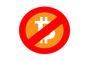Obraz premium bitcoin ban in yellow and red illustration