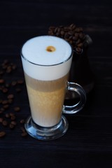 Fresh delicious latte coffee on the table