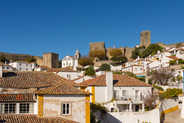 Obidos, Portugal. December 2, 2017. Urban scene of the small town of Obidos, in the interior of Portugal.