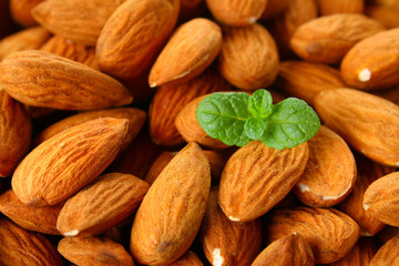 almonds plant dry seeds texture pattern background.