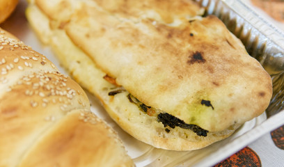 detail of a sandwich with Turnip Tops and provola