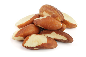 Brazil nuts isolated on white background closeup