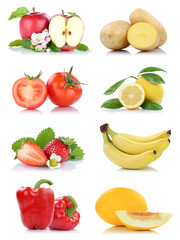 Obst und Gemüse Früchte viele Apfel Tomaten Zitrone Paprika Farben Freisteller freigestellt isoliert