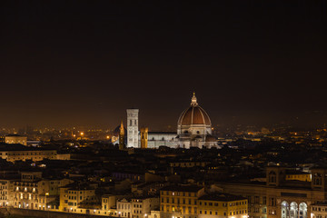 Fototapeta na wymiar Scenic night view of Florence and Cathedral Santa Maria of Flowers from the viewpoint of Piazzale Michelangelo, Italy