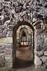 Fototapeta na wymiar Passage of an old castle