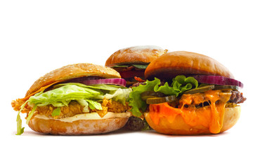 Burgers isolated on white