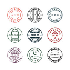 set of vintage postage stamps. vector illustration