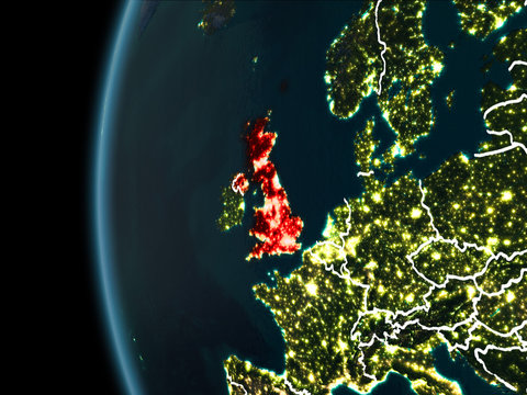 United Kingdom from space at night