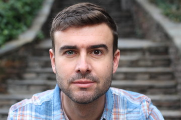 Man with heterochromia (two colored eyes)