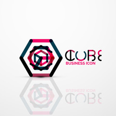 Cube idea concept logo, line